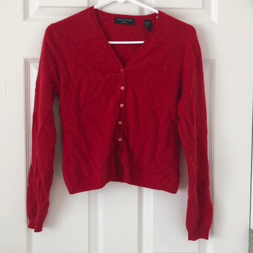 Valerie Stevens Petite 100% Cashmere Red Sweater